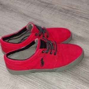 Polo by Ralph Lauren Red Canvas Sneakers Size 10.5D